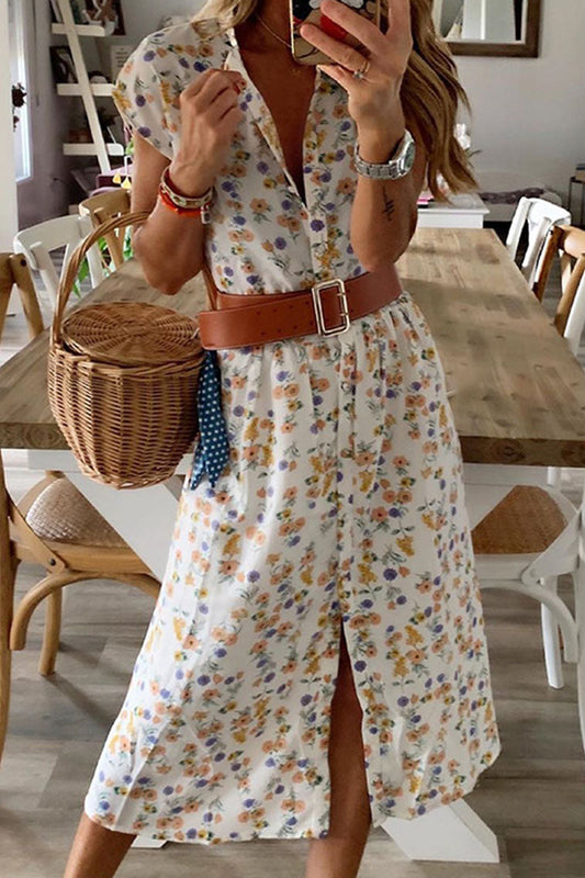 Fashion Street Print Mandarin Collar Irregular Dresses