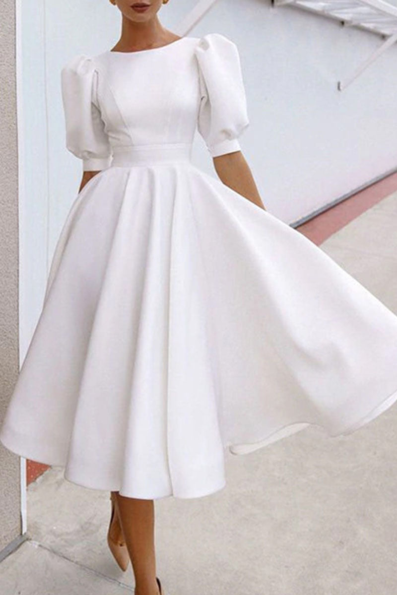 Vestidos de princesa con cuello redondo, espalda descubierta y lisos de moda urbana