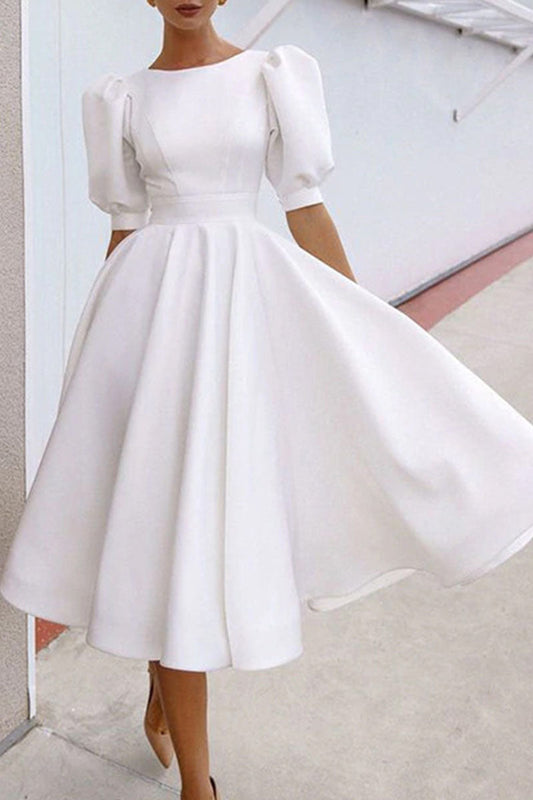 Vestidos de princesa con cuello redondo, espalda descubierta y lisos de moda urbana