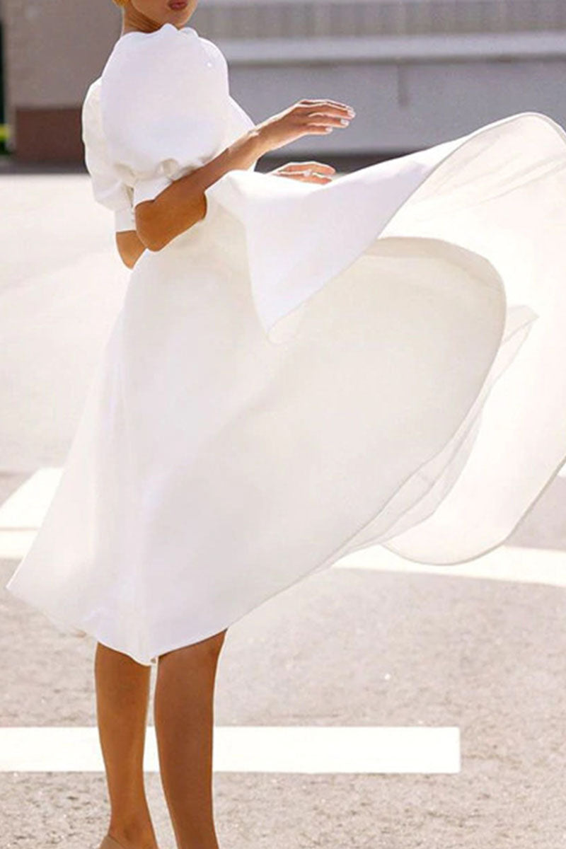 Vestidos de princesa con cuello redondo, espalda descubierta y lisos de moda urbana