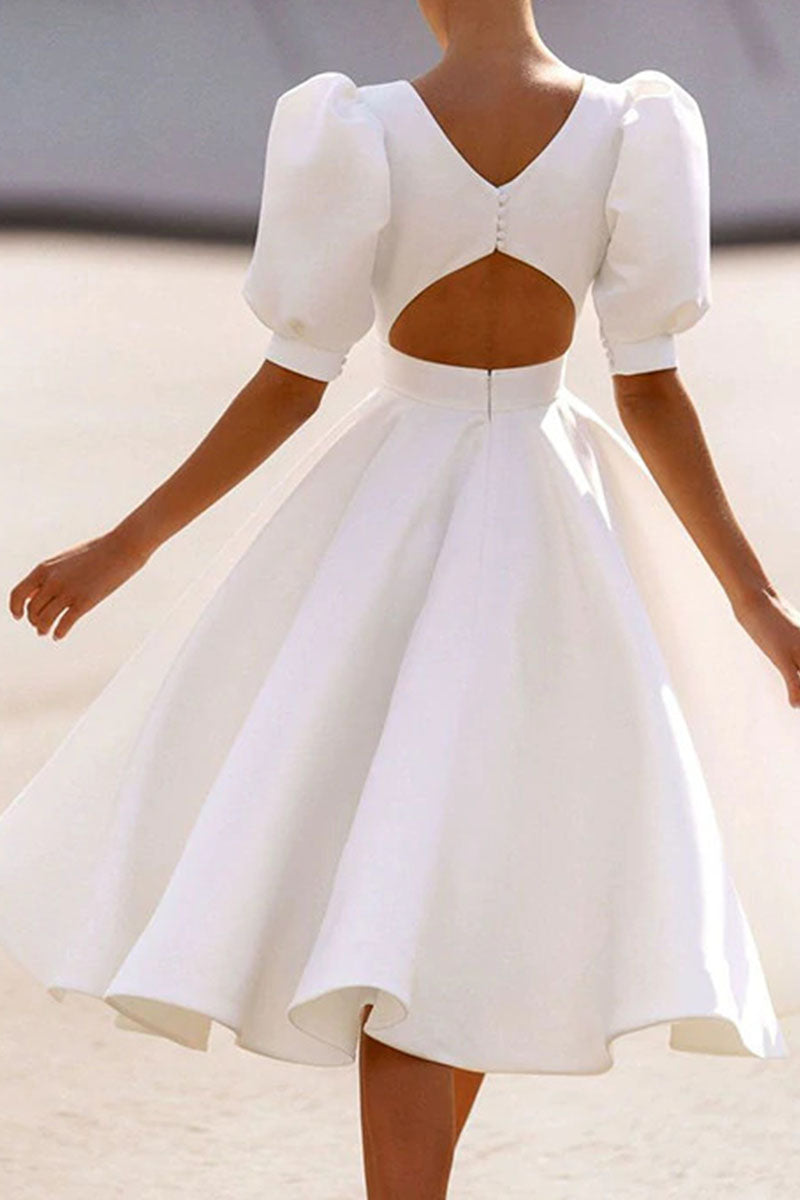 Vestidos de princesa con cuello redondo, espalda descubierta y lisos de moda urbana