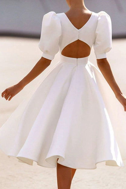 Vestidos de princesa con cuello redondo, espalda descubierta y lisos de moda urbana