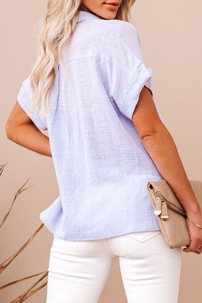 Blusas casuales de moda con cuello vuelto y parches lisos (3 colores)