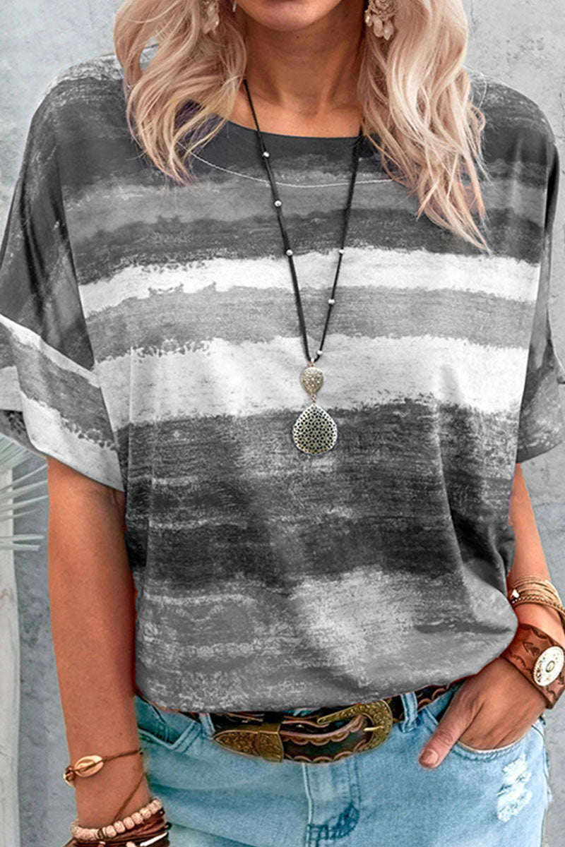 Camisetas de cuello redondo con cambio gradual de moda (7 colores)