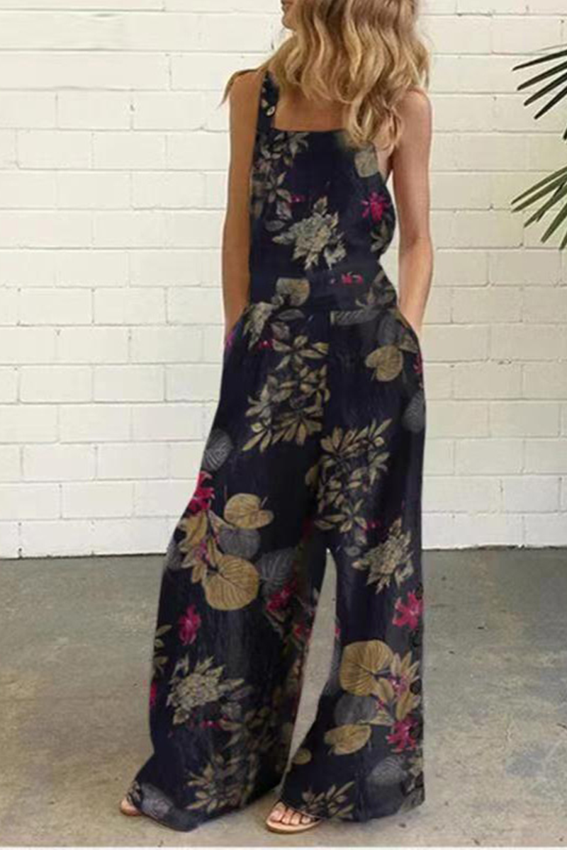 Monos rectos elegantes con cuello cuadrado y estampado de lunares