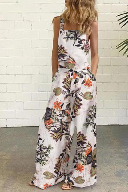 Monos rectos elegantes con cuello cuadrado y estampado de lunares