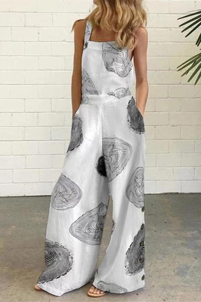 Monos rectos elegantes con cuello cuadrado y estampado de lunares