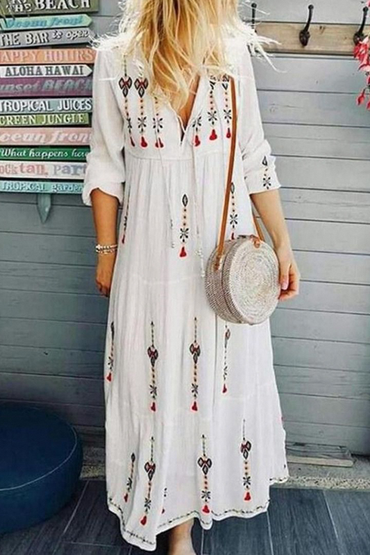 Vestidos casuales con estampado de frenillo dividido, escote en V y falda pastel (4 colores)