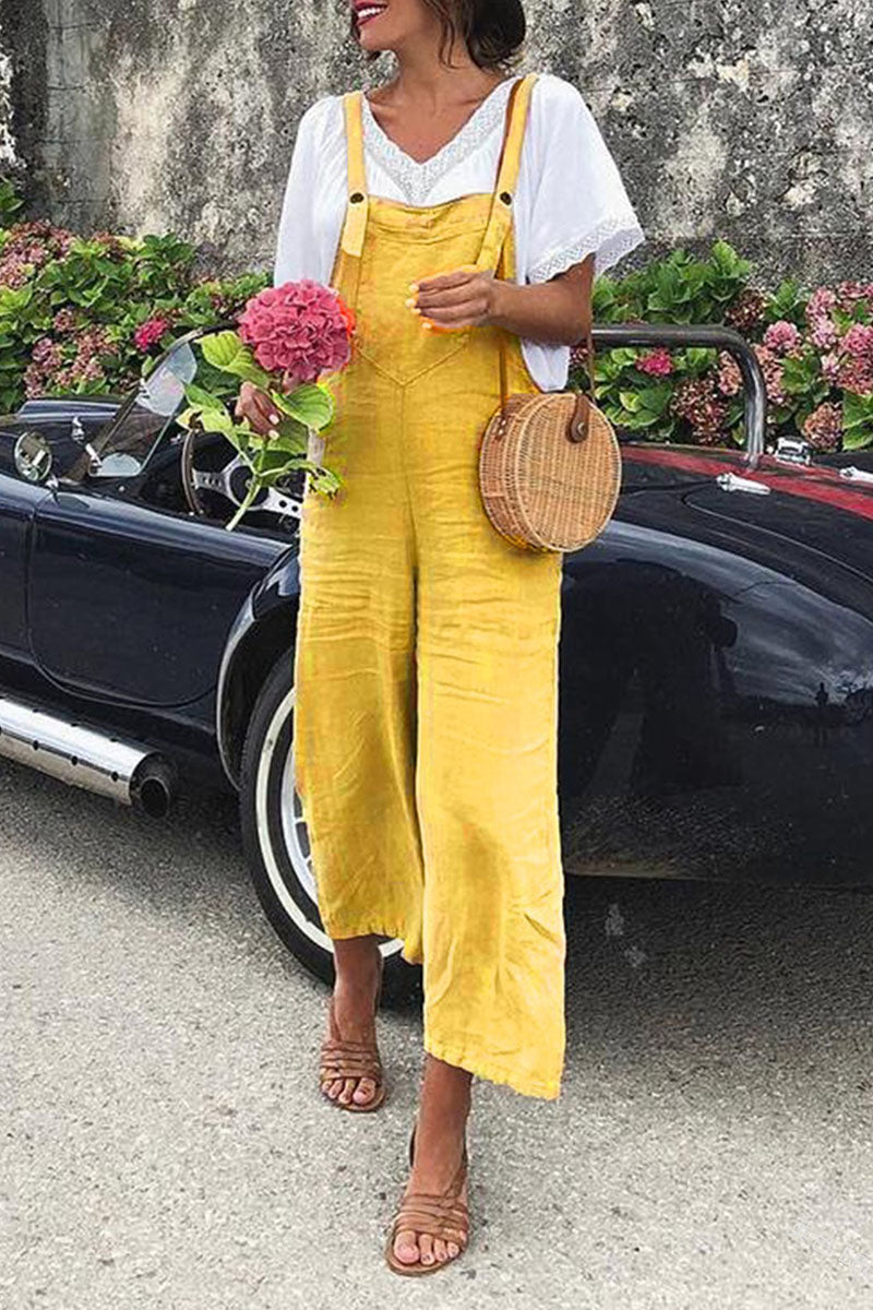 Fashion Casual Solid Split Joint Spaghetti Strap Loose Jumpsuits£¨5 colors£©