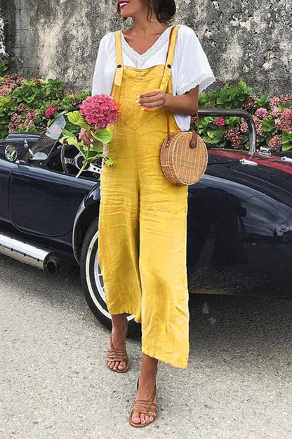 Fashion Casual Solid Split Joint Spaghetti Strap Loose Jumpsuits£¨5 colors£©