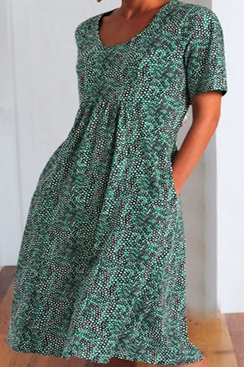 Vestidos de línea A con cuello redondo y estampado de patchwork de moda urbana