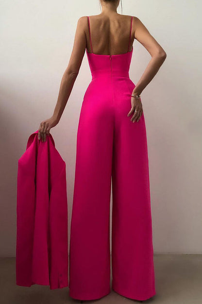 Monos holgados informales de moda con cuello en V y parches lisos (6 colores)