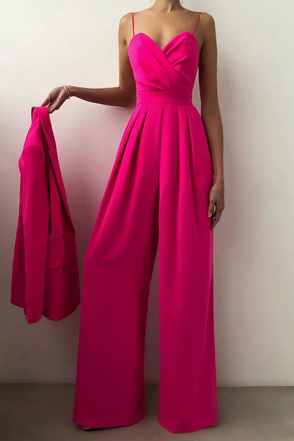 Monos holgados informales de moda con cuello en V y parches lisos (6 colores)