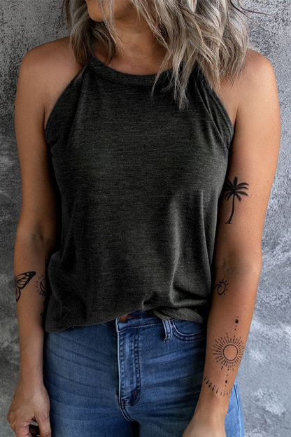 Camisetas básicas informales de cuello redondo y lisas