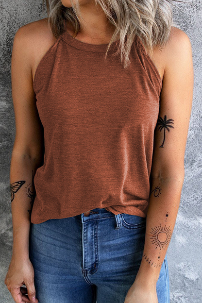 Camisetas básicas informales de cuello redondo y lisas