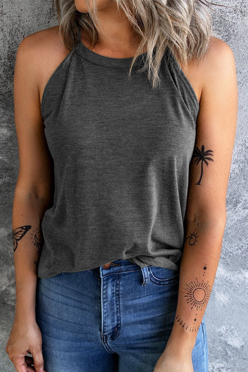 Camisetas básicas informales de cuello redondo y lisas