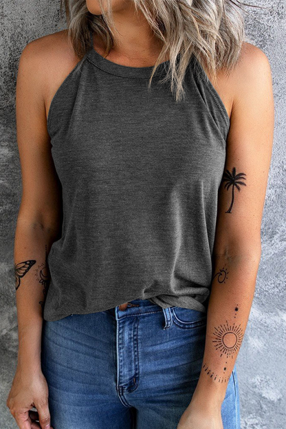 Camisetas básicas informales de cuello redondo y lisas