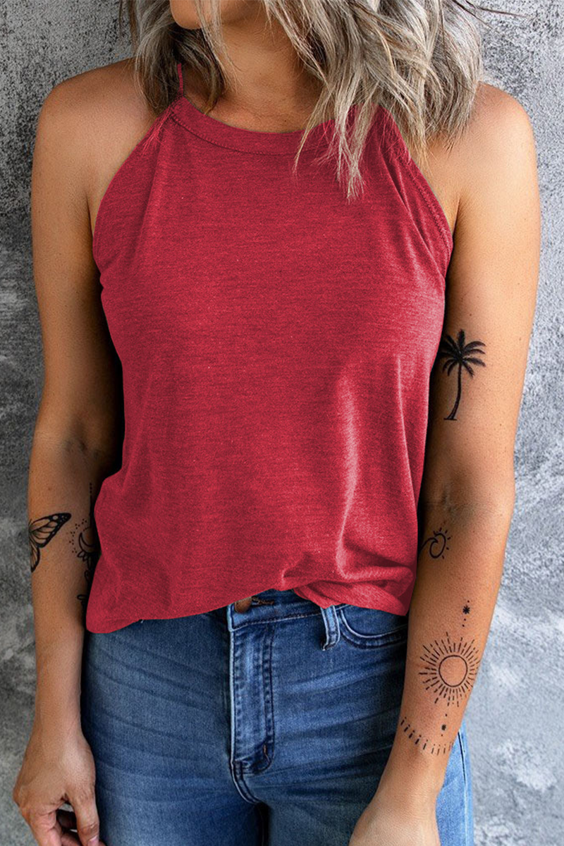 Camisetas básicas informales de cuello redondo y lisas