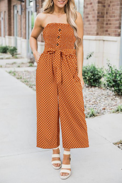 Monos rectos sin tirantes con hebilla de frenillo y lunares elegantes de moda