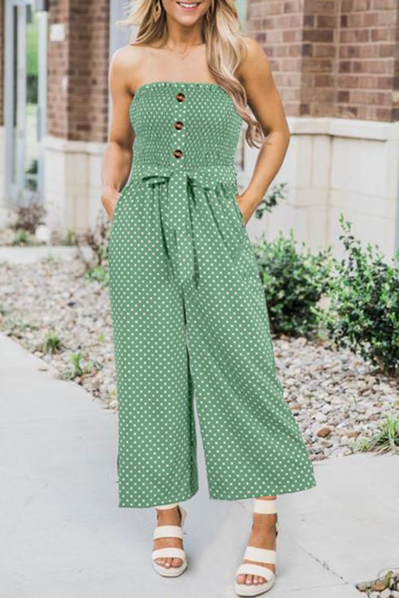 Monos rectos sin tirantes con hebilla de frenillo y lunares elegantes de moda