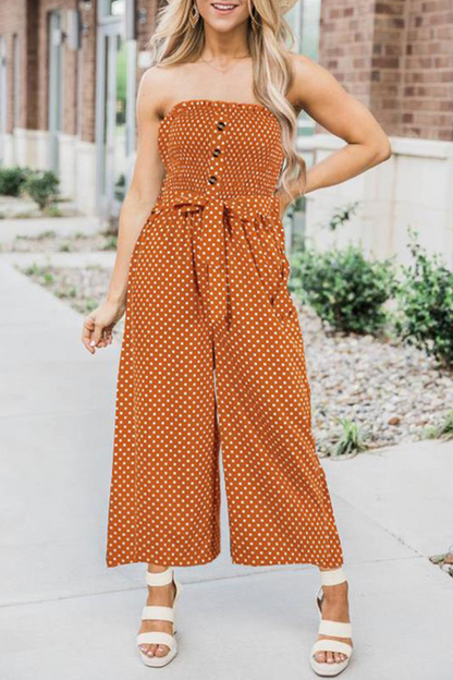 Monos rectos sin tirantes con hebilla de frenillo y lunares elegantes de moda