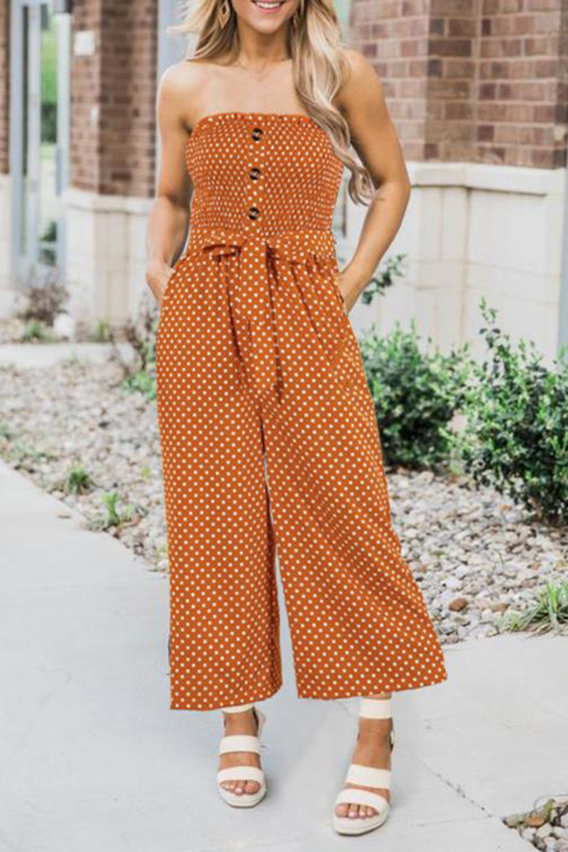 Monos rectos sin tirantes con hebilla de frenillo y lunares elegantes de moda