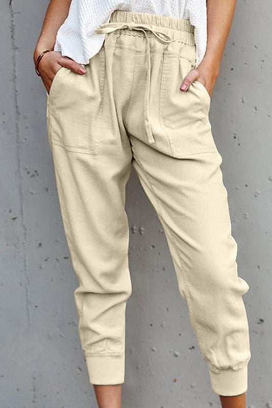 Fashion Casual Solid Patchwork Loose Mid Waist Pencil Bottoms