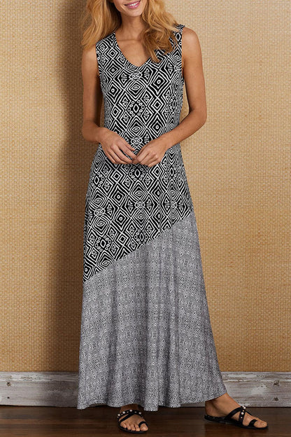 Vestidos elegantes de moda con estampado de patchwork y escote en V (3 colores)
