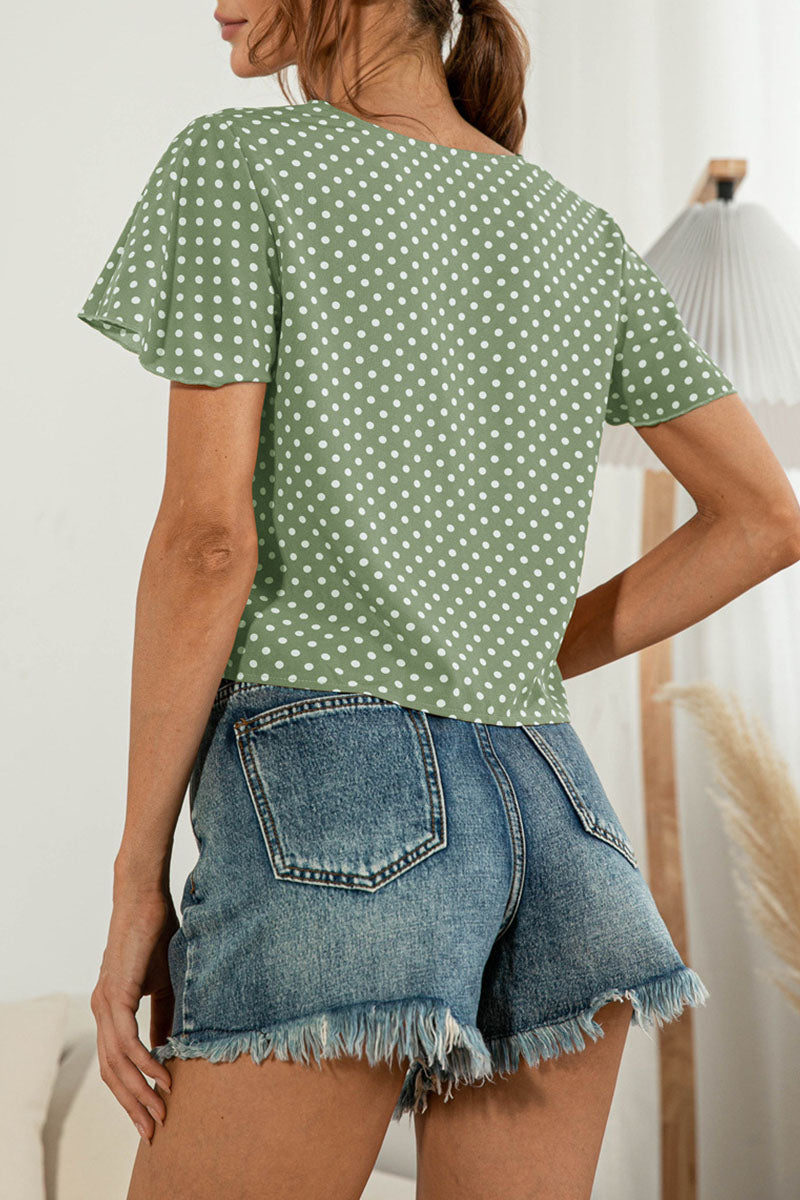 Fashion Sweet Solid Patchwork V Neck T-Shirts