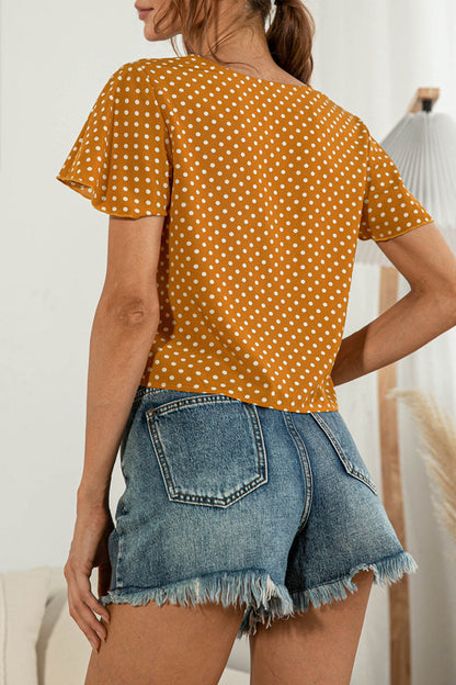 Fashion Sweet Solid Patchwork V Neck T-Shirts