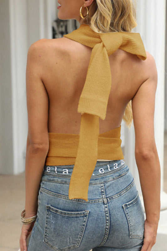 Suéteres de moda urbana con cuello redondo, espalda descubierta y lisos (5 colores)
