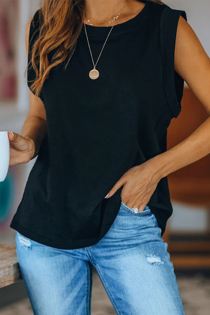 Camisetas básicas informales lisas de cuello redondo (4 colores)