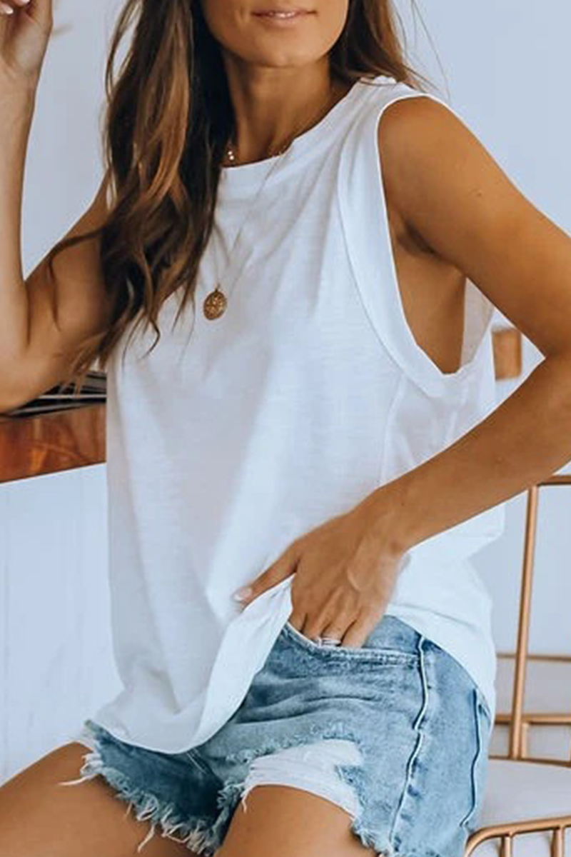 Camisetas básicas informales lisas de cuello redondo (4 colores)