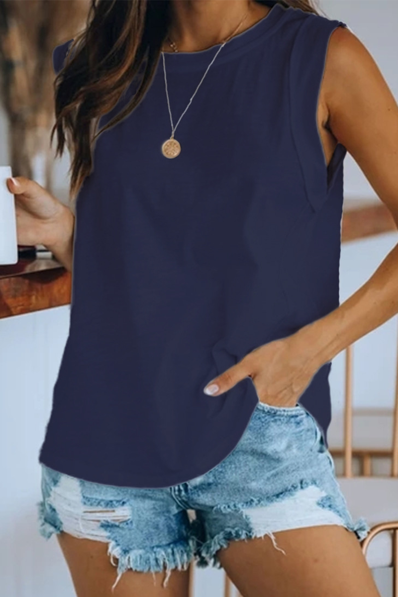 Camisetas básicas informales lisas de cuello redondo (4 colores)