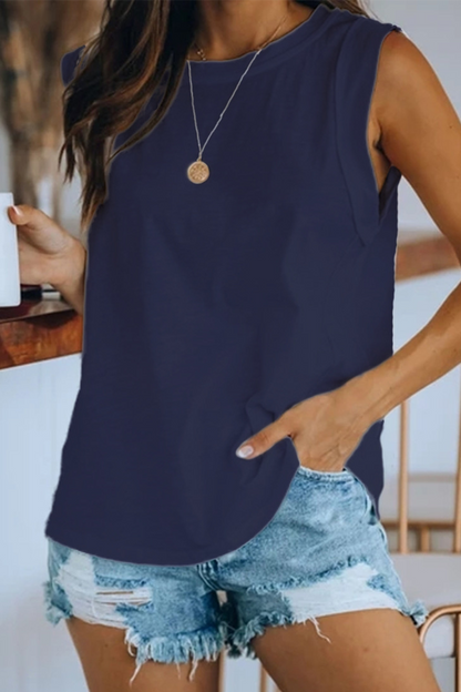 Camisetas básicas informales lisas de cuello redondo (4 colores)