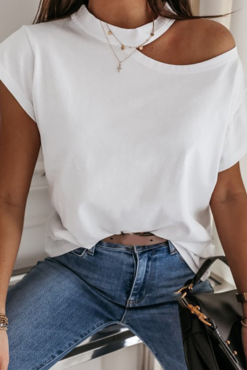 Camisetas casuales lisas con cuello redondo y aberturas (3 colores)