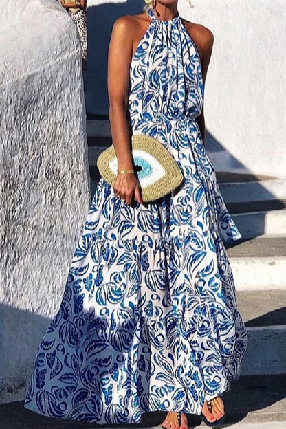 Vestidos elegantes de moda con estampado de volantes y cuello redondo (2 colores)