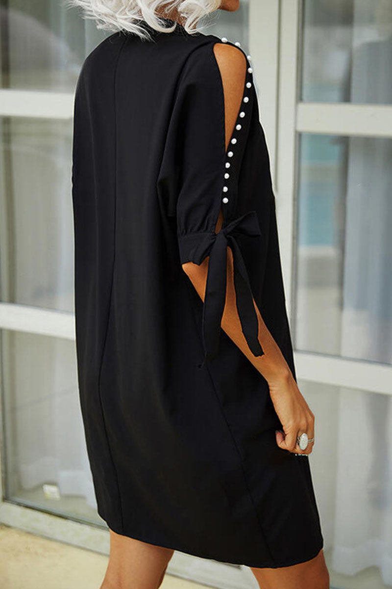 Vestidos de moda con cuello en V, línea A y cuentas sólidas