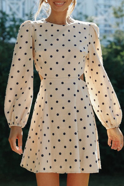 Fashion Street Solid Hollowed Out O Neck A Line Dresses