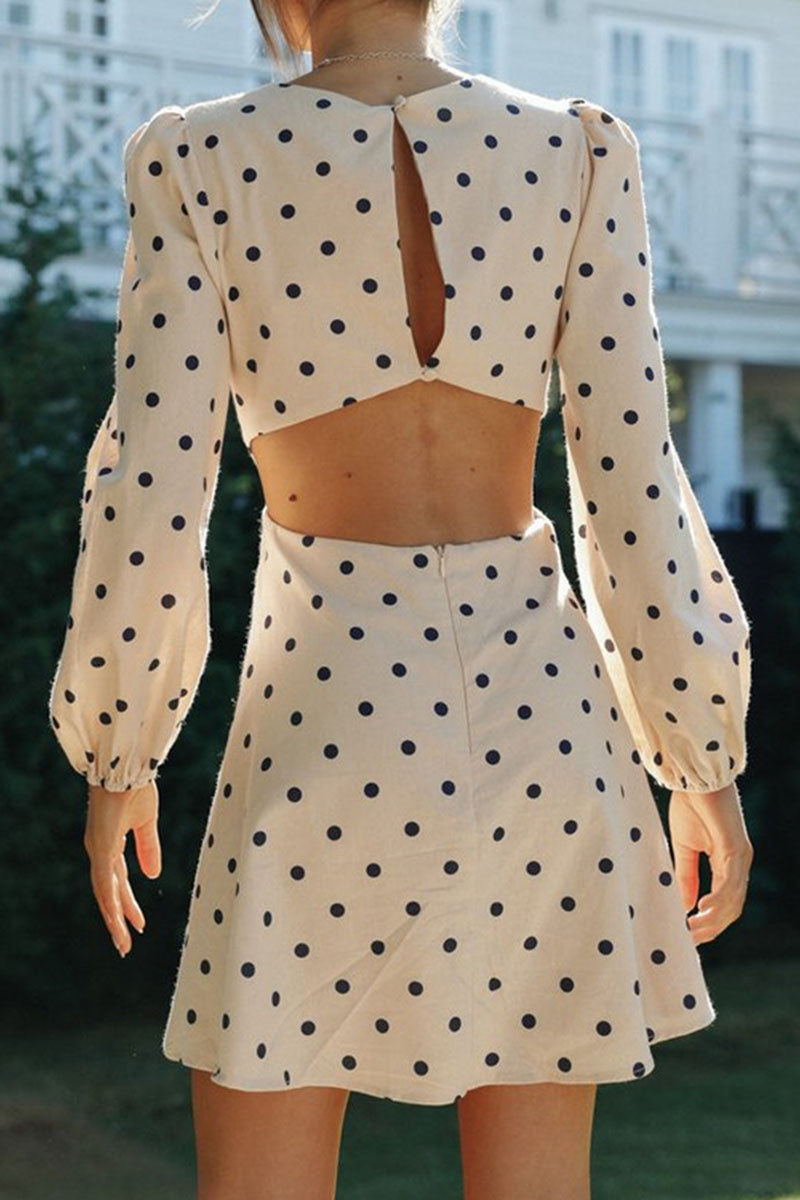 Fashion Street Solid Hollowed Out O Neck A Line Dresses