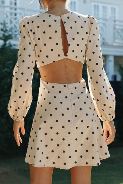 Fashion Street Solid Hollowed Out O Neck A Line Dresses