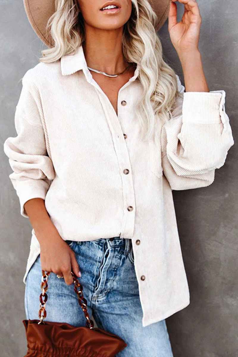 Tops casuales de calle con cuello vuelto y hebilla sólida (16 colores)