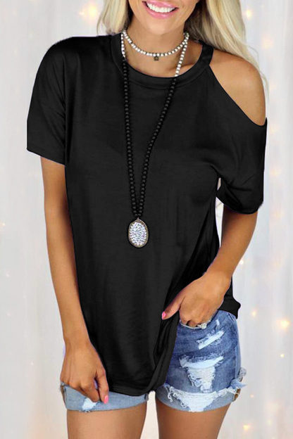 Camisetas casuales lisas de cuello redondo