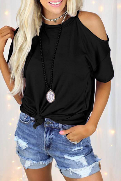 Camisetas casuales lisas de cuello redondo