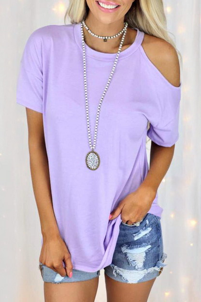 Camisetas casuales lisas de cuello redondo