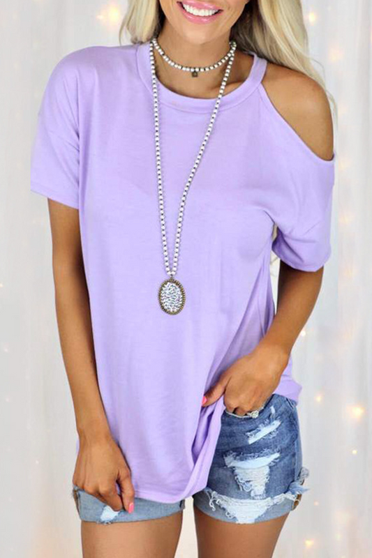 Camisetas casuales lisas de cuello redondo