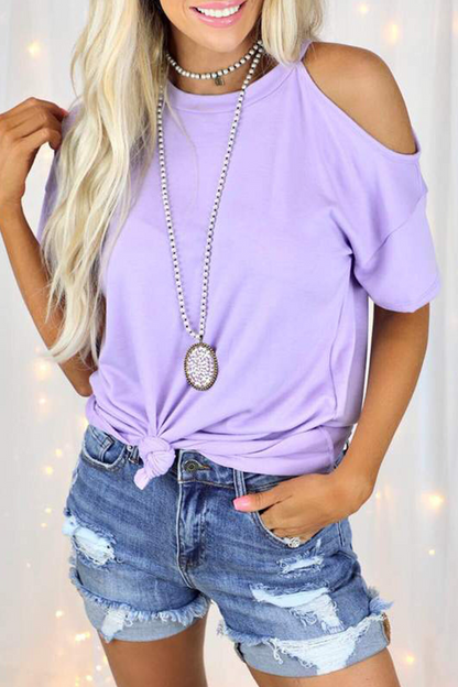 Camisetas casuales lisas de cuello redondo