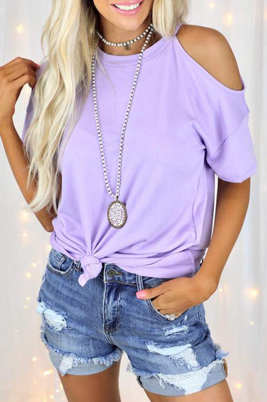 Camisetas casuales lisas de cuello redondo