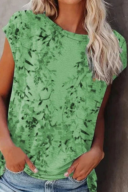 Camisetas de cuello redondo con patchwork y estampado urbano de moda