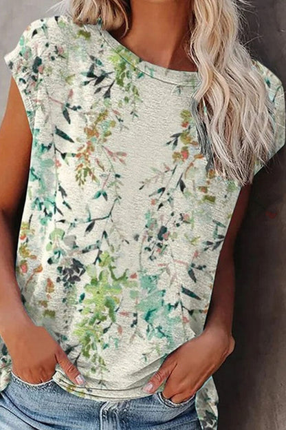 Camisetas de cuello redondo con patchwork y estampado urbano de moda